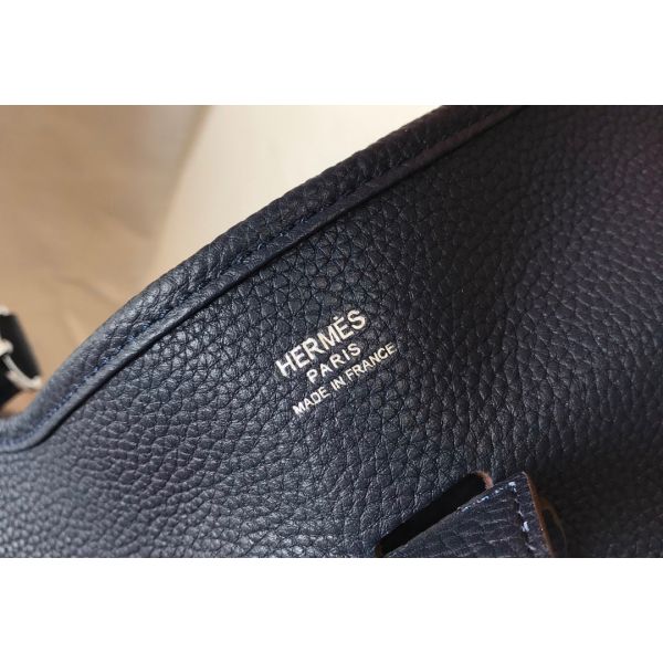 HERM Evelyne III 29 PM Bag In Dark Blue Clemence Leather