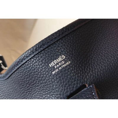 HERM Evelyne III 29 PM Bag In Dark Blue Clemence Leather