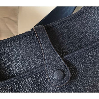 HERM Evelyne III 29 PM Bag In Dark Blue Clemence Leather