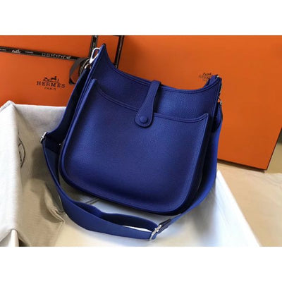 HERM Evelyne III 29 PM Bag In Blue Electric Clemence Leather