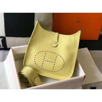 HERM Evelyne III 29 PM Bag In Jaune Poussin Clemence Leather