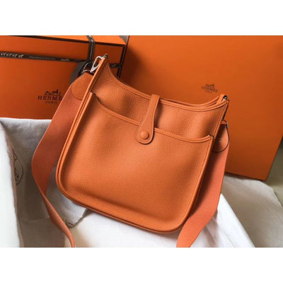 HERM Evelyne III 29 PM Bag In Orange Clemence Leather