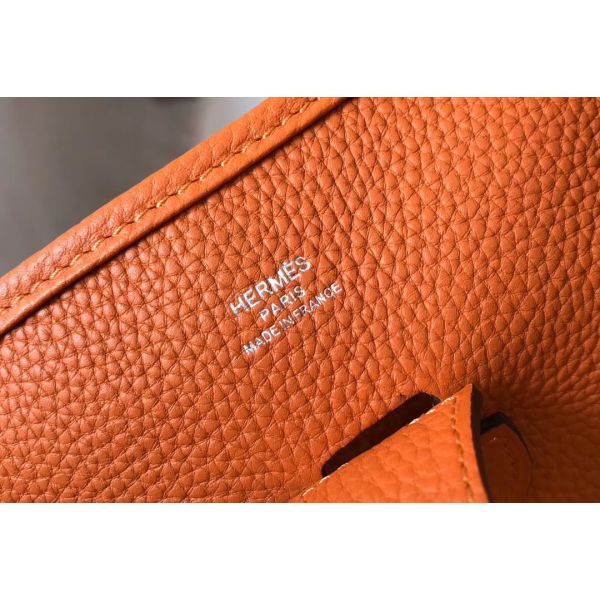 HERM Evelyne III 29 PM Bag In Orange Clemence Leather