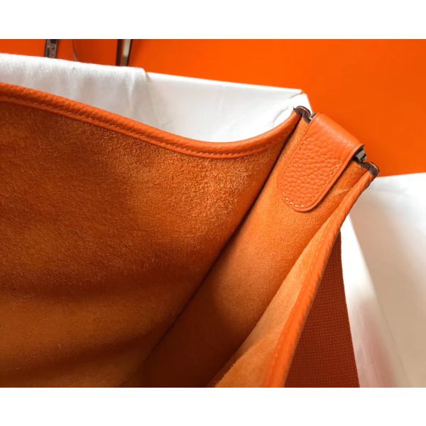 HERM Evelyne III 29 PM Bag In Orange Clemence Leather