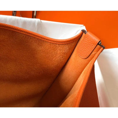 HERM Evelyne III 29 PM Bag In Orange Clemence Leather