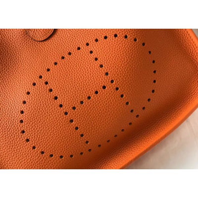 HERM Evelyne III 29 PM Bag In Orange Clemence Leather