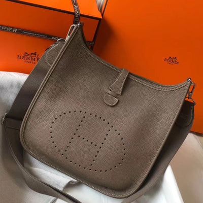 HERM Evelyne III 29 PM Bag In Taupe Clemence Leather