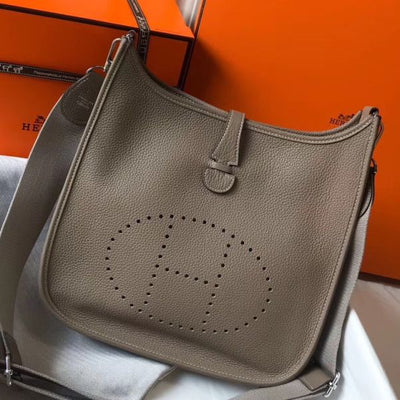 HERM Evelyne III 29 PM Bag In Tourterelle Clemence Leather