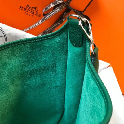 HERM Evelyne III 29 PM Bag In Vert Vertigo Clemence Leather