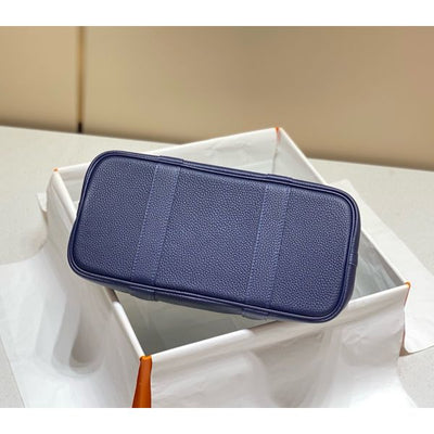 HERM Garden Party 30 Bag In Blue Saphir Taurillon Leather