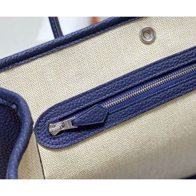 HERM Garden Party 30 Bag In Blue Saphir Taurillon Leather