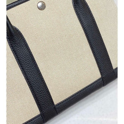 HERM Garden Party 30cm Bag in Toile and Black Leather