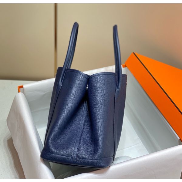 HERM Garden Party 36 Bag In Blue Saphir Clemence Leather