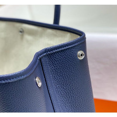 HERM Garden Party 36 Bag In Blue Saphir Clemence Leather