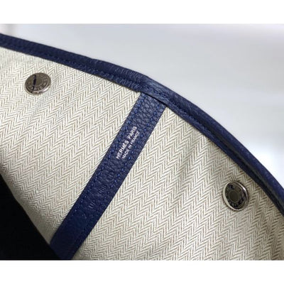 HERM Garden Party 36 Bag In Blue Saphir Clemence Leather
