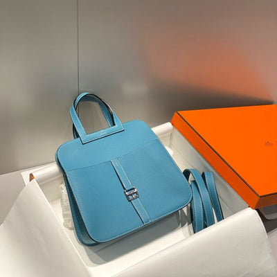 HERM Halzan 25 Bag in Blue Jean Clemence Leather