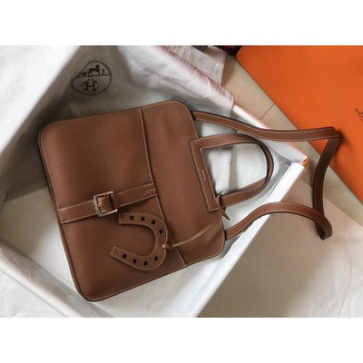 HERM Halzan 31cm Bag In Gold Clemence Leather