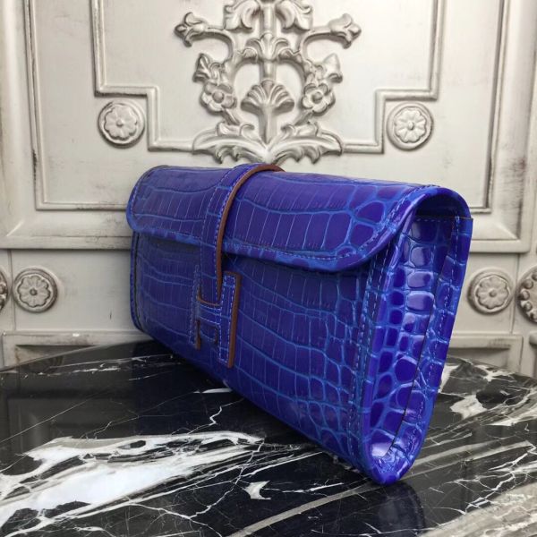 HERM Jige Elan 29 Clutch In Blue Electric Crocodile Leather