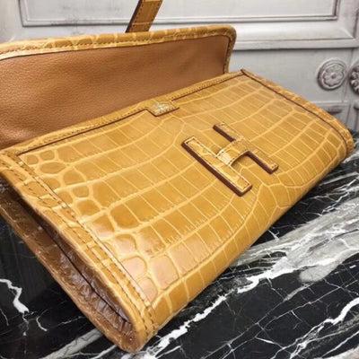 HERM Jige Elan 29 Clutch In Camarel Crocodile Leather