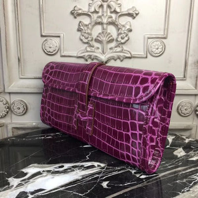 HERM Jige Elan 29 Clutch In Fuchsia Crocodile Leather