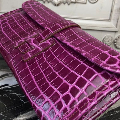 HERM Jige Elan 29 Clutch In Fuchsia Crocodile Leather