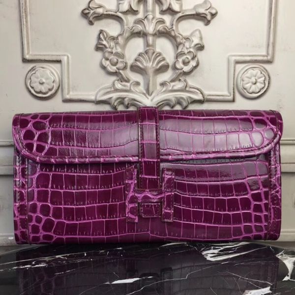 HERM Jige Elan 29 Clutch In Fuchsia Crocodile Leather