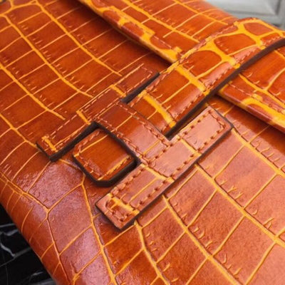 HERM Jige Elan 29 Clutch In Orange Crocodile Leather