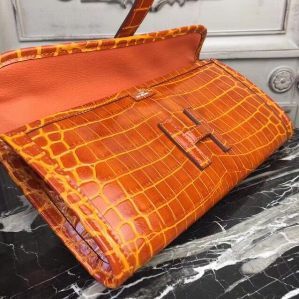 HERM Jige Elan 29 Clutch In Orange Crocodile Leather