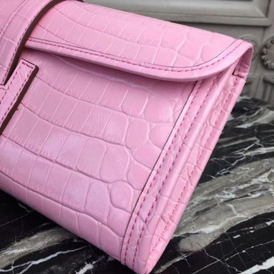HERM Jige Elan 29 Clutch In Pink Crocodile Leather