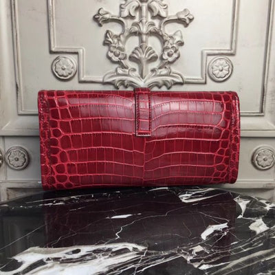 HERM Jige Elan 29 Clutch In Dark Red Crocodile Leather