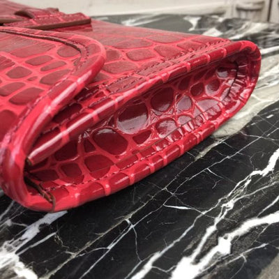 HERM Jige Elan 29 Clutch In Dark Red Crocodile Leather