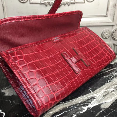 HERM Jige Elan 29 Clutch In Dark Red Crocodile Leather