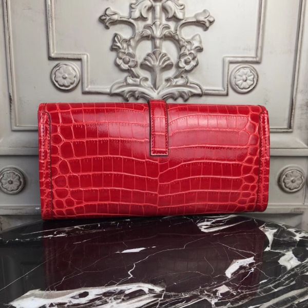 HERM Jige Elan 29 Clutch In Red Crocodile Leather