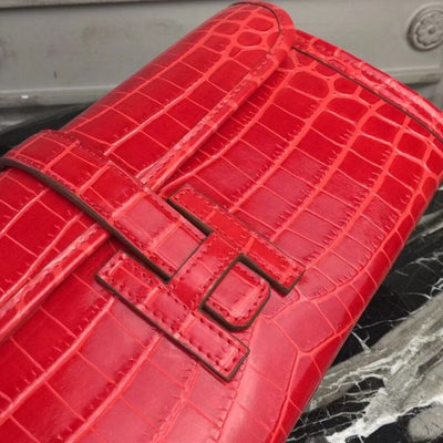 HERM Jige Elan 29 Clutch In Red Crocodile Leather