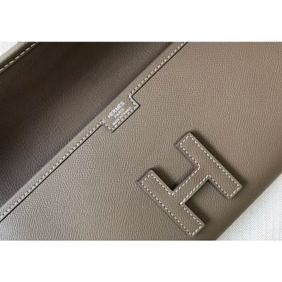 HERM Jige Elan 29 Clutch In Taupe Grey Epsom Leather