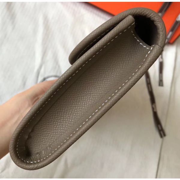 HERM Jige Elan 29 Clutch In Taupe Grey Epsom Leather