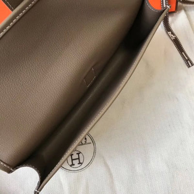 HERM Jige Elan 29 Clutch In Taupe Grey Epsom Leather