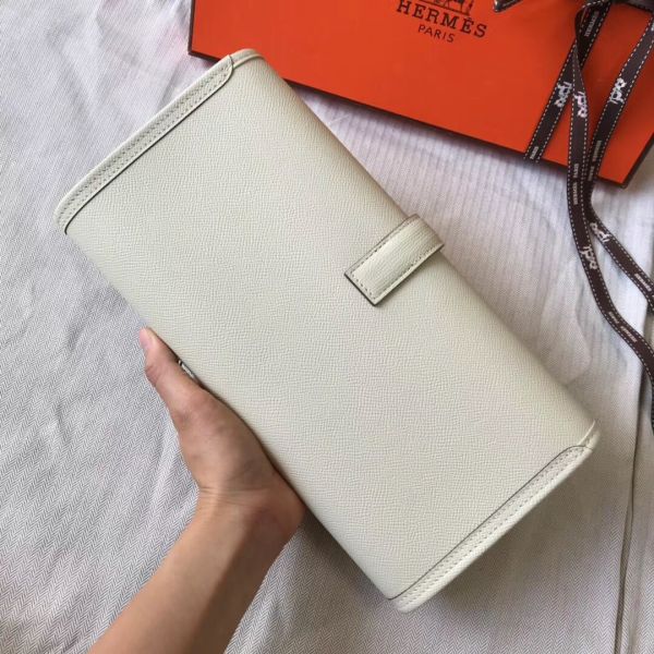 HERM Jige Elan 29 Clutch In White Epsom Leather