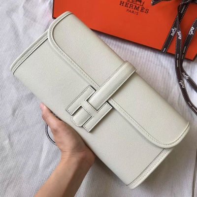 HERM Jige Elan 29 Clutch In White Epsom Leather