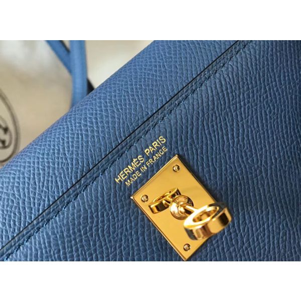 HERM Kelly Mini II Bag In Blue Agate Epsom Leather GHW