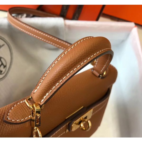 HERM Kelly Mini II Bag In Gold Epsom Leather GHW