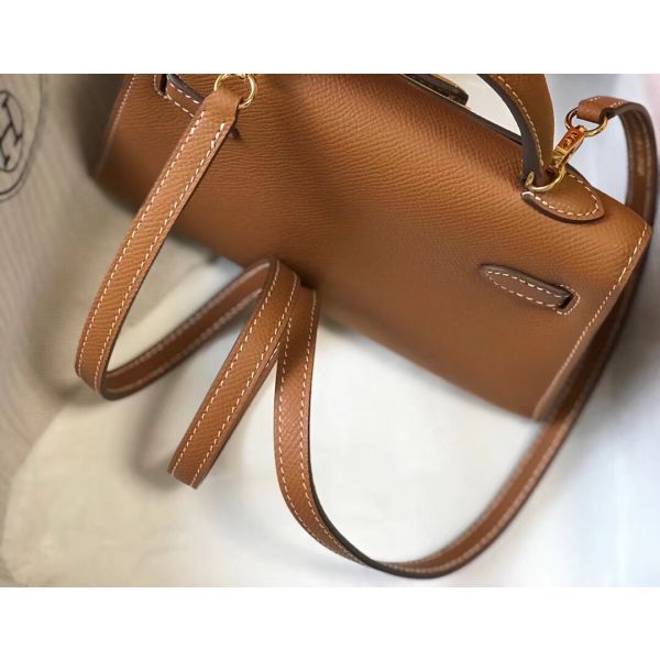HERM Kelly Mini II Bag In Gold Epsom Leather GHW