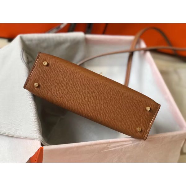 HERM Kelly Mini II Bag In Gold Epsom Leather GHW