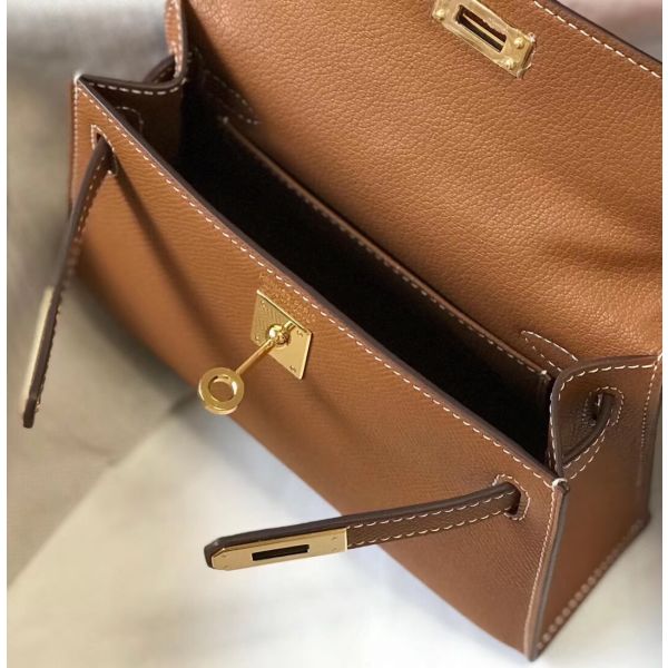 HERM Kelly Mini II Bag In Gold Epsom Leather GHW