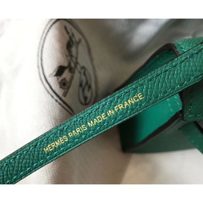 HERM Kelly Mini II Bag In Vert Vertigo Epsom Leather GHW