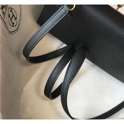 HERM Kelly Mini II Bag In Black Epsom Leather GHW
