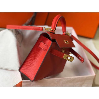 HERM Kelly Mini II Bag In Rouge Casaque Epsom Leather GHW
