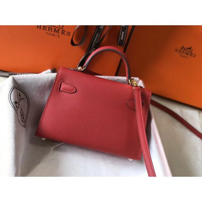 HERM Kelly Mini II Bag In Rouge Vif Epsom Leather GHW