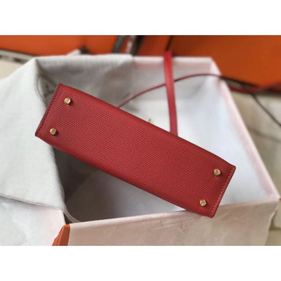 HERM Kelly Mini II Bag In Rouge Vif Epsom Leather GHW