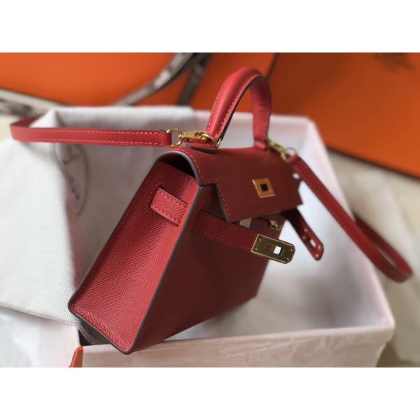 HERM Kelly Mini II Bag In Rouge Vif Epsom Leather GHW